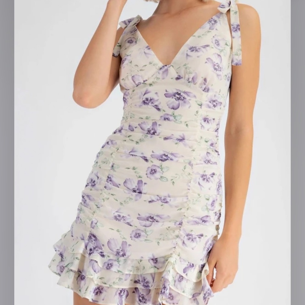 LUNAB tie straps floral dress size M